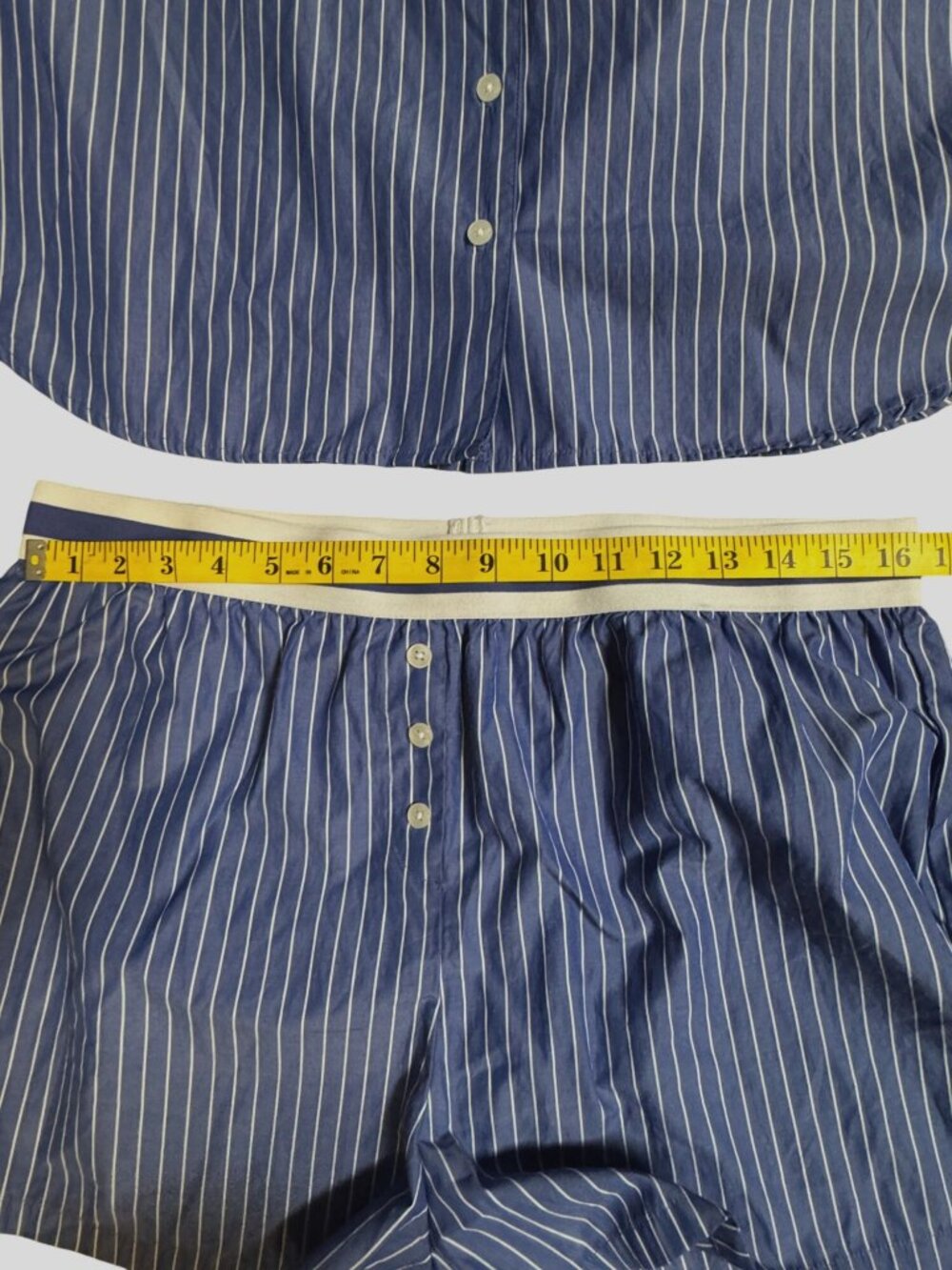 Caroline Constas Womens Blue White Stripe Pajama Top & Shorts Set Size L - Picture 8 of 12